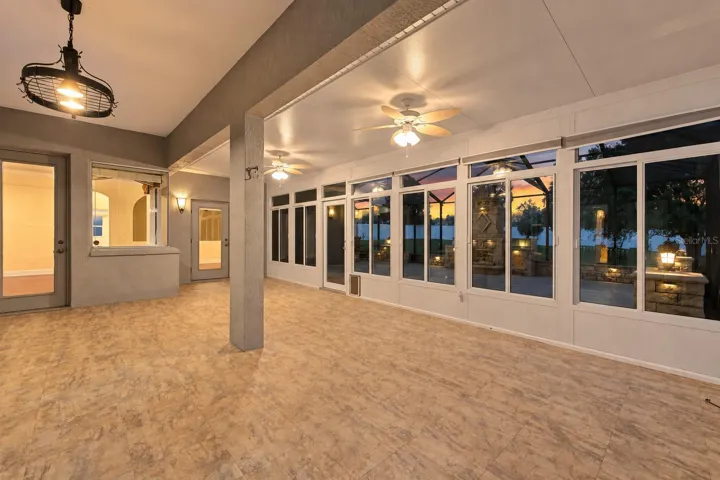 enclosed porch at twilight