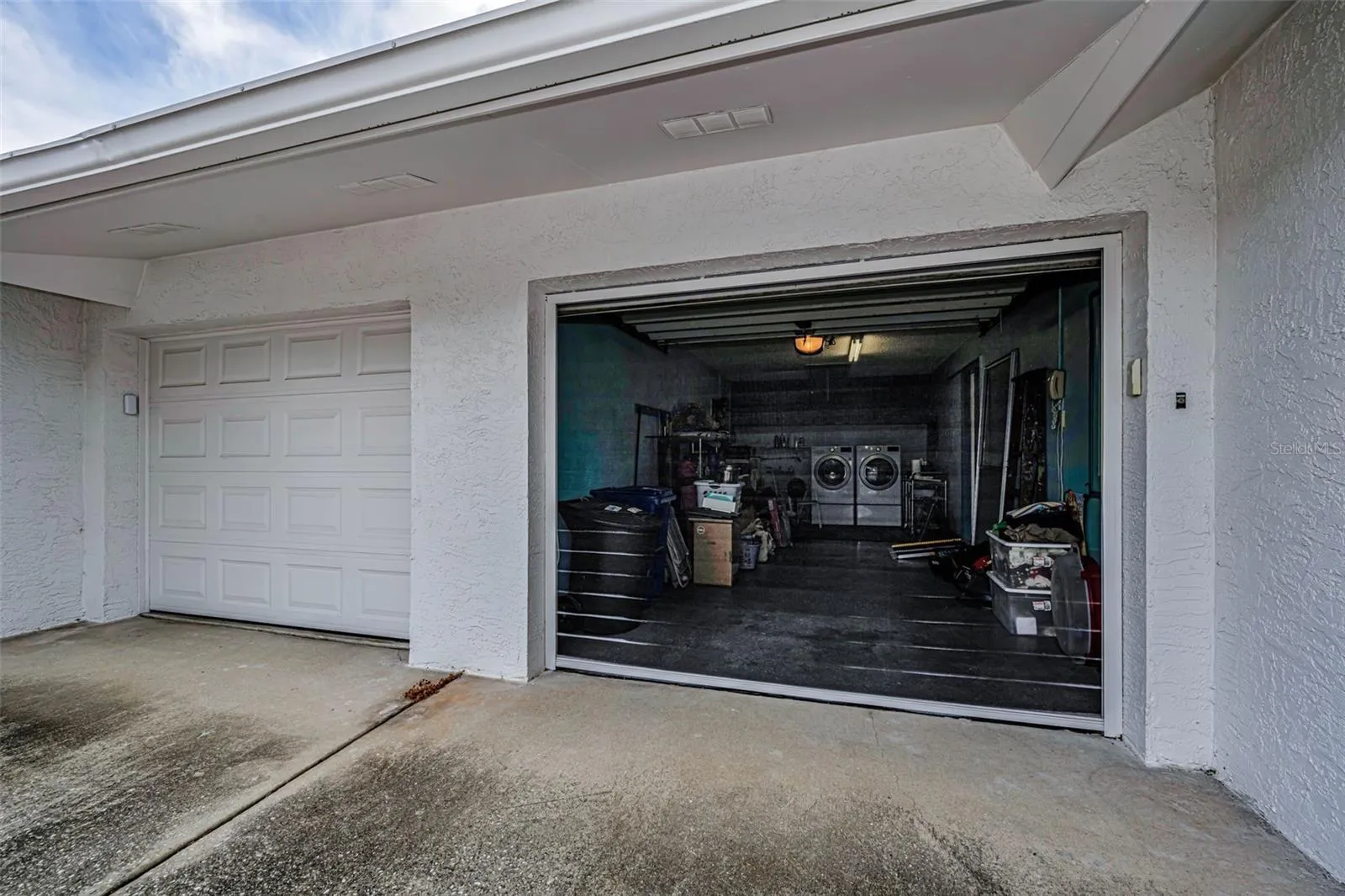 Garage door opened with screen