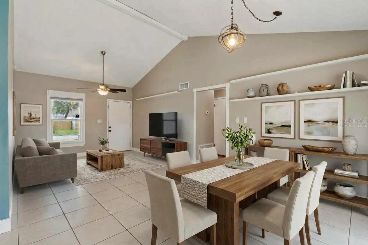 Virtually Staged Great Room and Dining Room