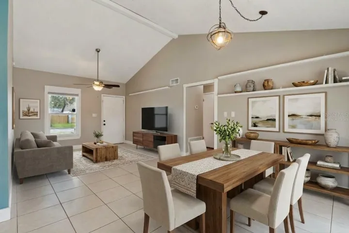 Virtually Staged Great Room and Dining Room