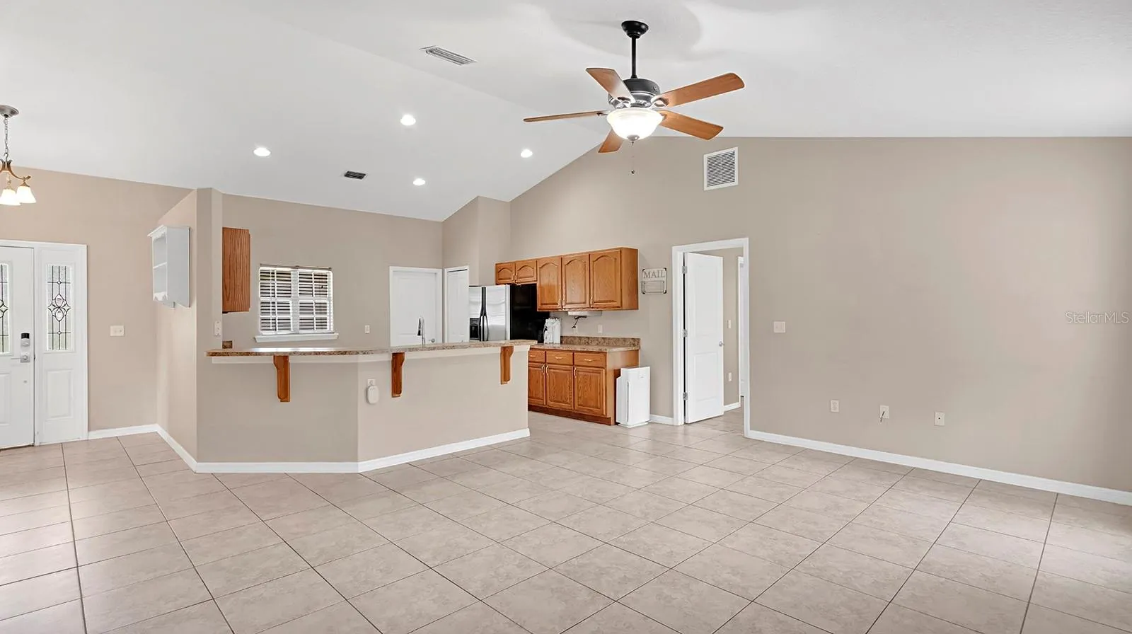 living room and kitchen