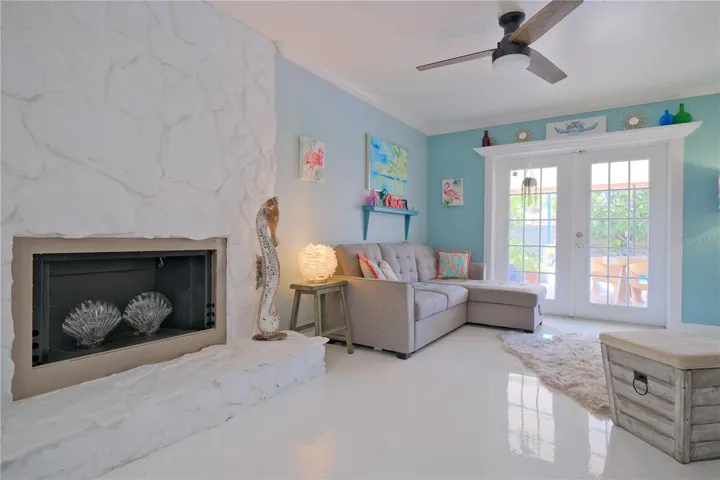 Fire Place Family Room French Patio Doors