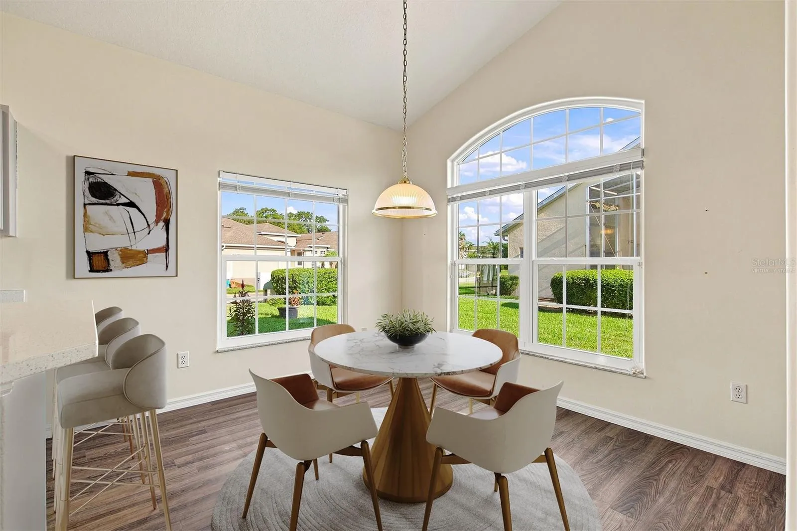 Virtually staged kitchen dining area