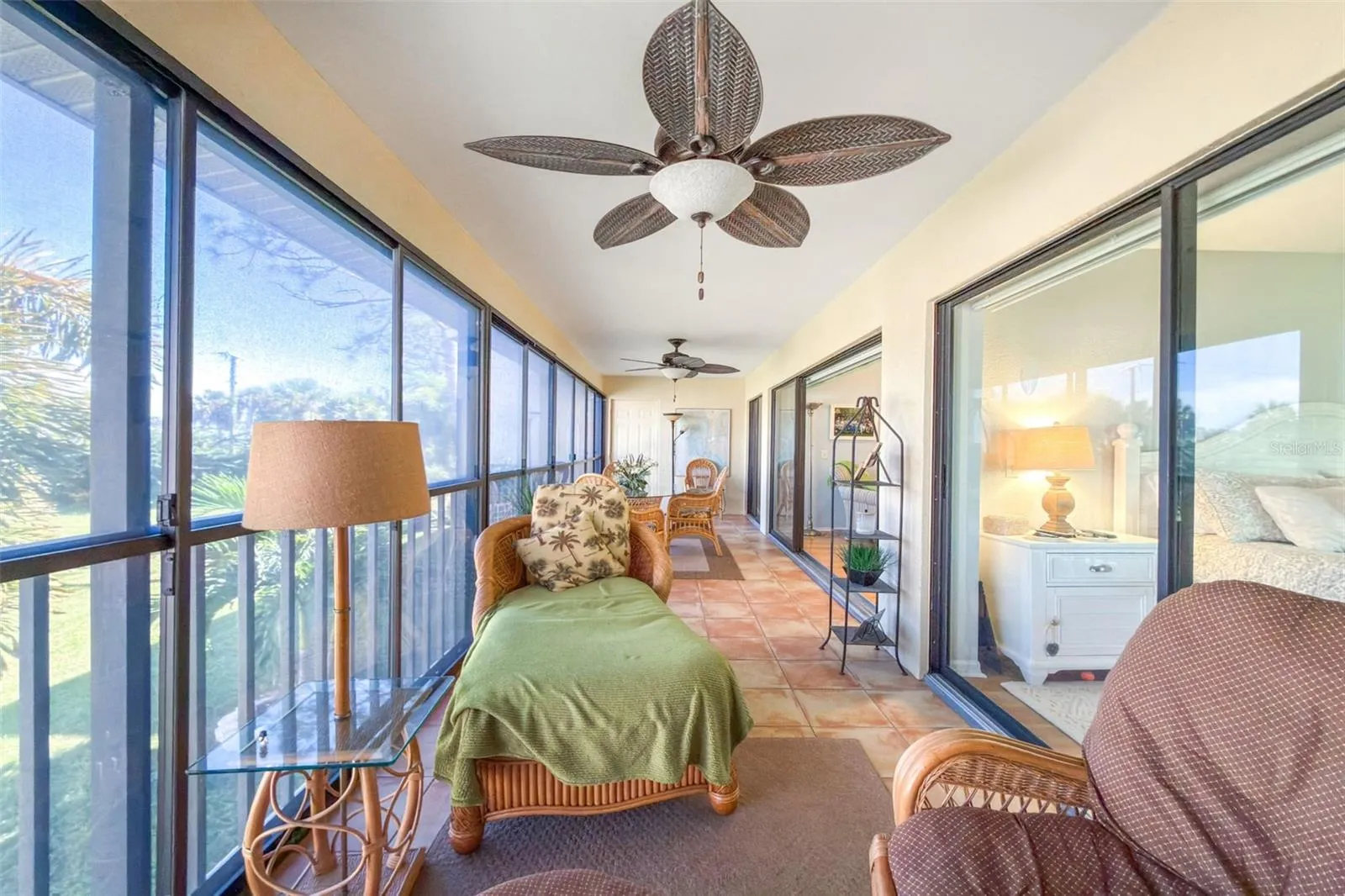 The 3 sets of sliding glass doors provide plenty of natural light and access points.