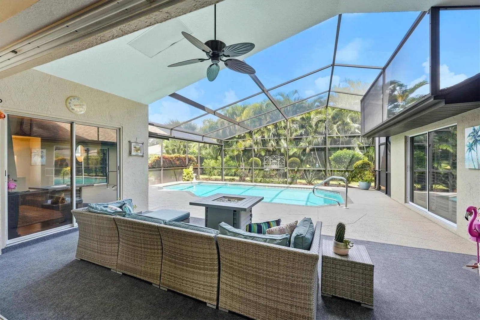 Large screen outdoor patio area