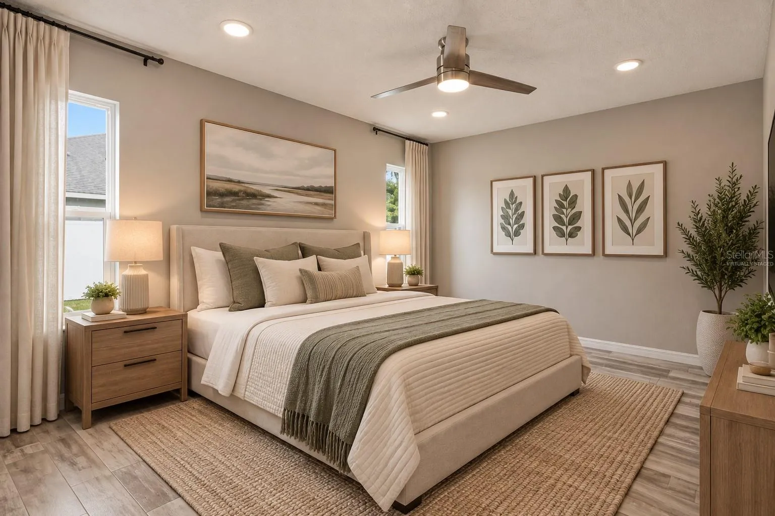 Virtually Staged Master Bedroom