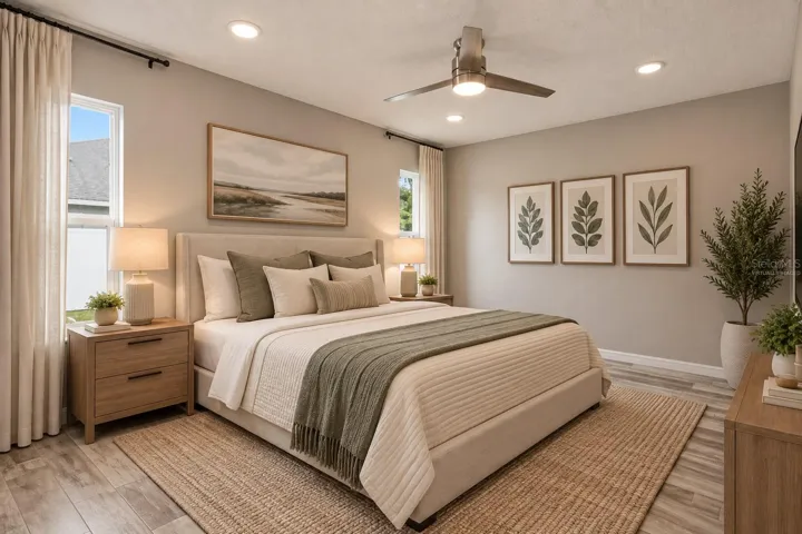 Virtually Staged Master Bedroom