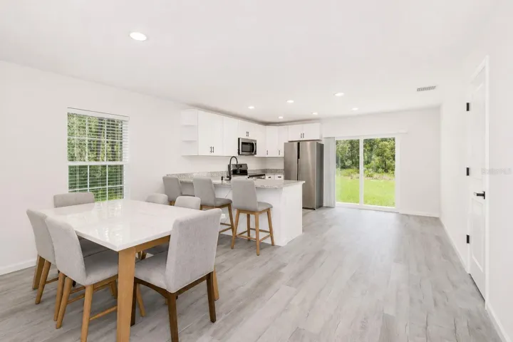 Dining and kitchen.