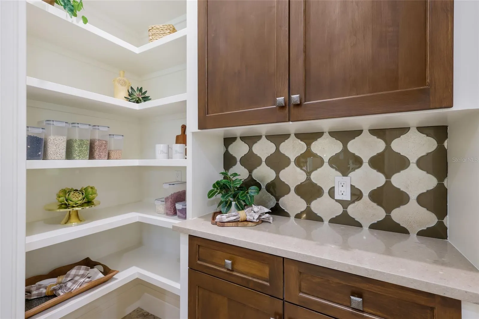 Pantry with appliance shelf
