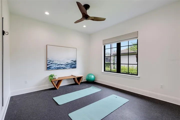 Fitness room in east wing of home
