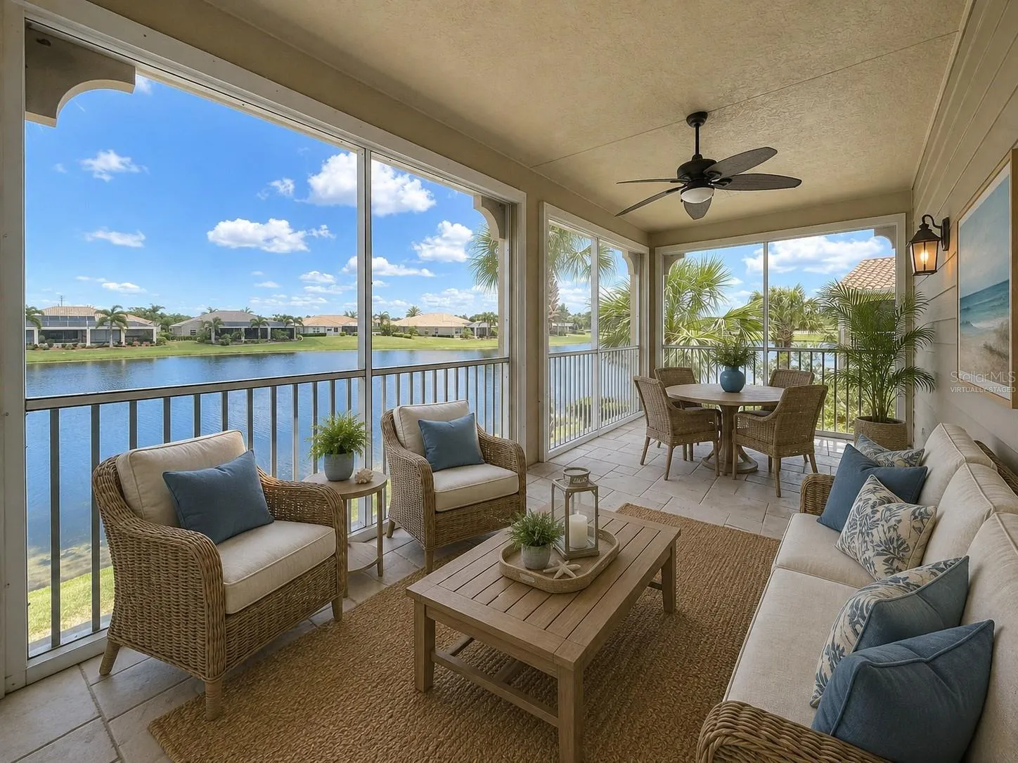 Lanai water view - virtually staged