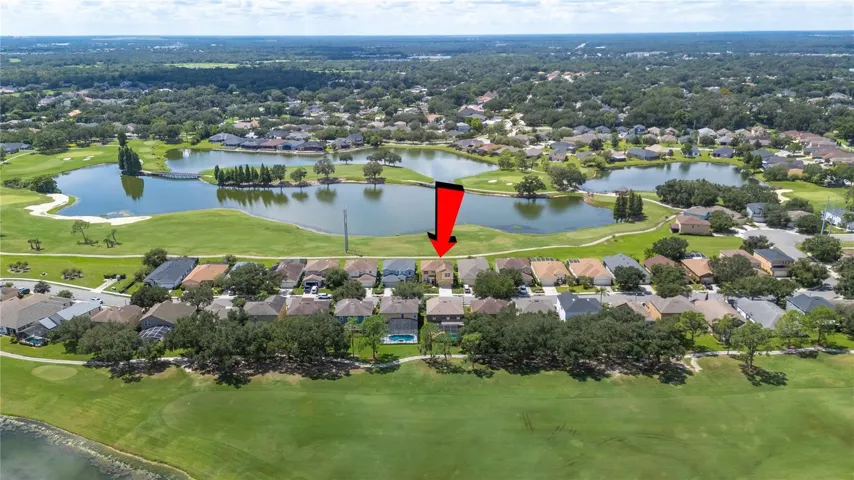Aerial view of the home and all it scenic surroundings
