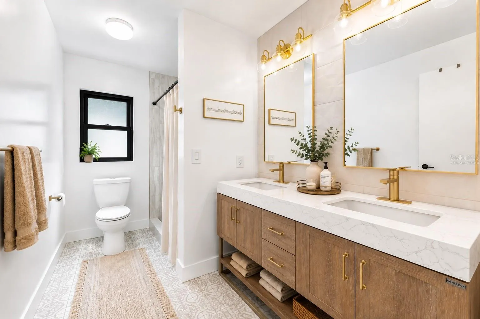 Custom Tilework with Feature Wall - Virtually Staged