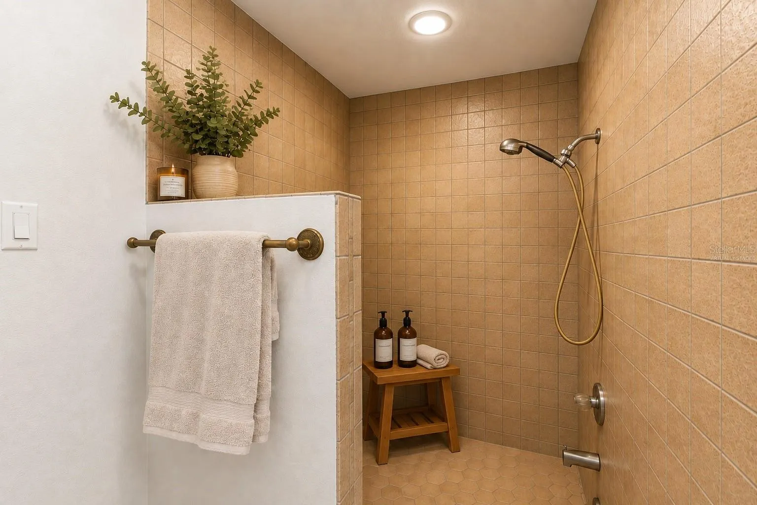 Primary Oversized Sunken Shower - Virtually Staged
