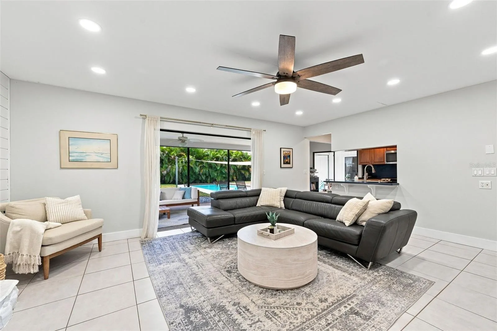 Updated lighting and ceiling fan