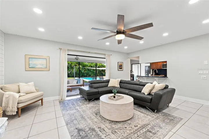 Updated lighting and ceiling fan