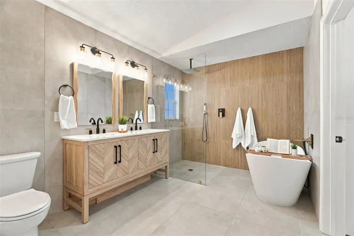 The ensuite bath brings a spa-like quality.