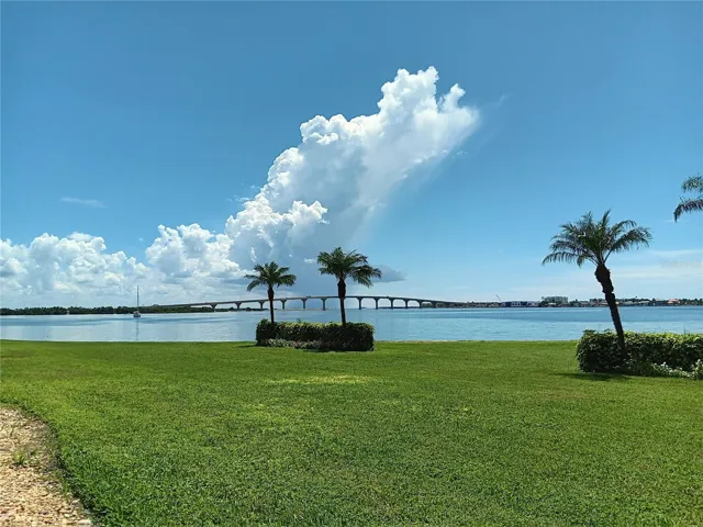 Open water view with a added buffer from waters edge for storm protection.