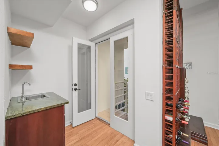 Access to private under building garage via spiral staircase just outside