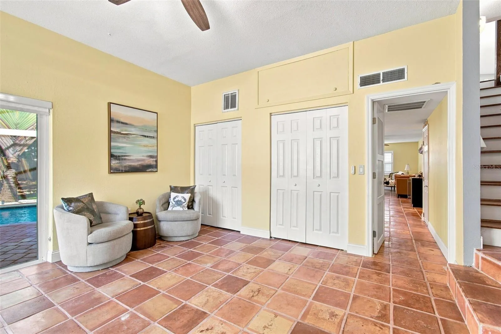 Bedroom 3 or Office downstairs with Access to pool