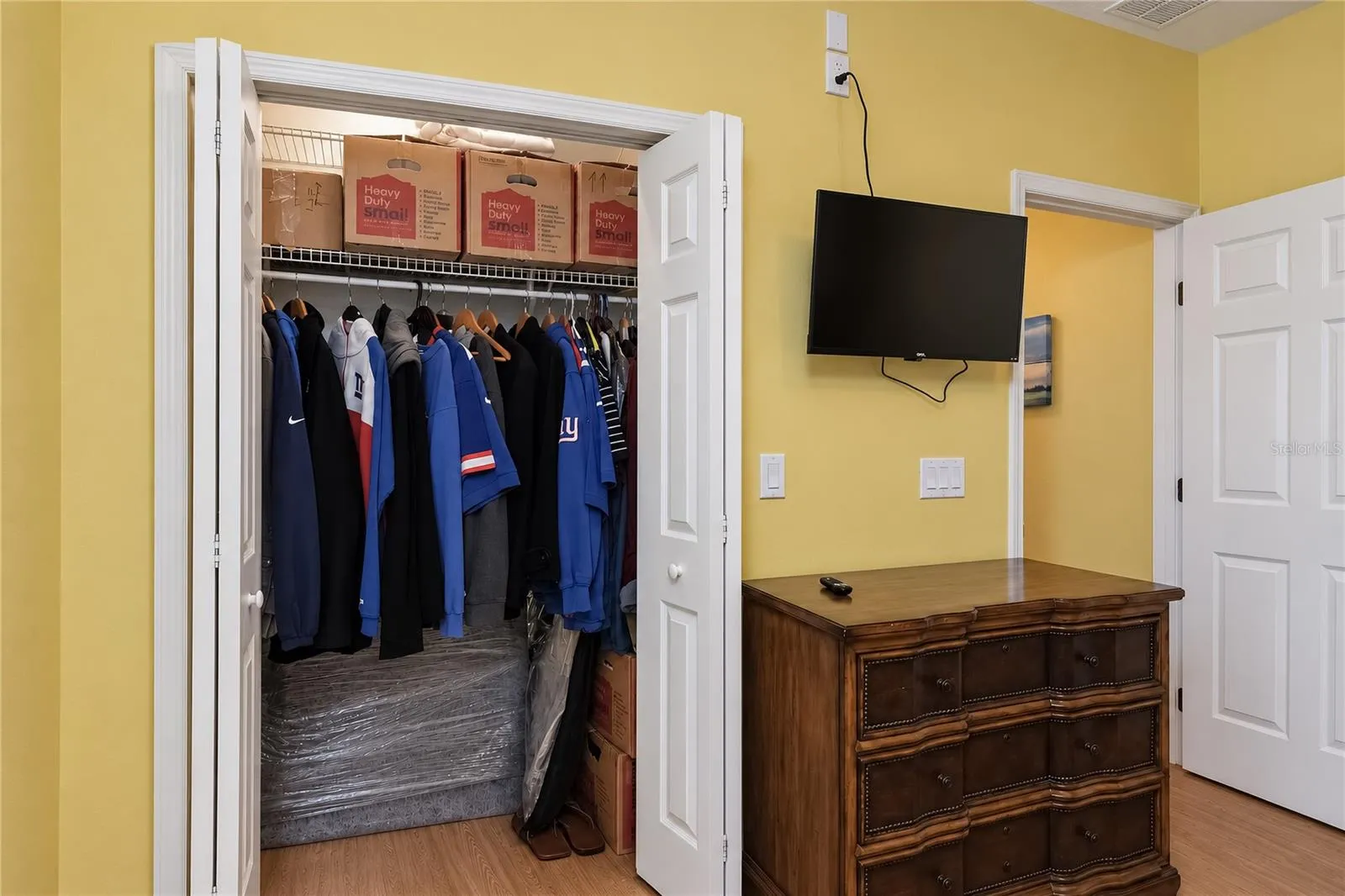 Double door closet with lighting