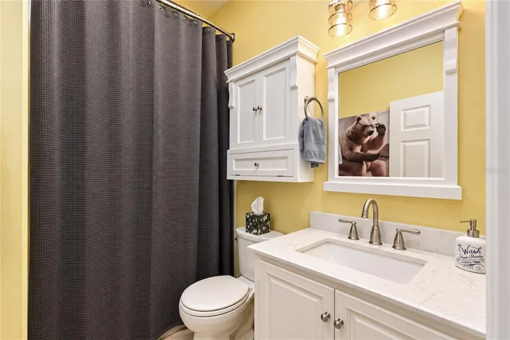 Secondary Bath with Newly upgraded Vanity, Mirror and Cabinet