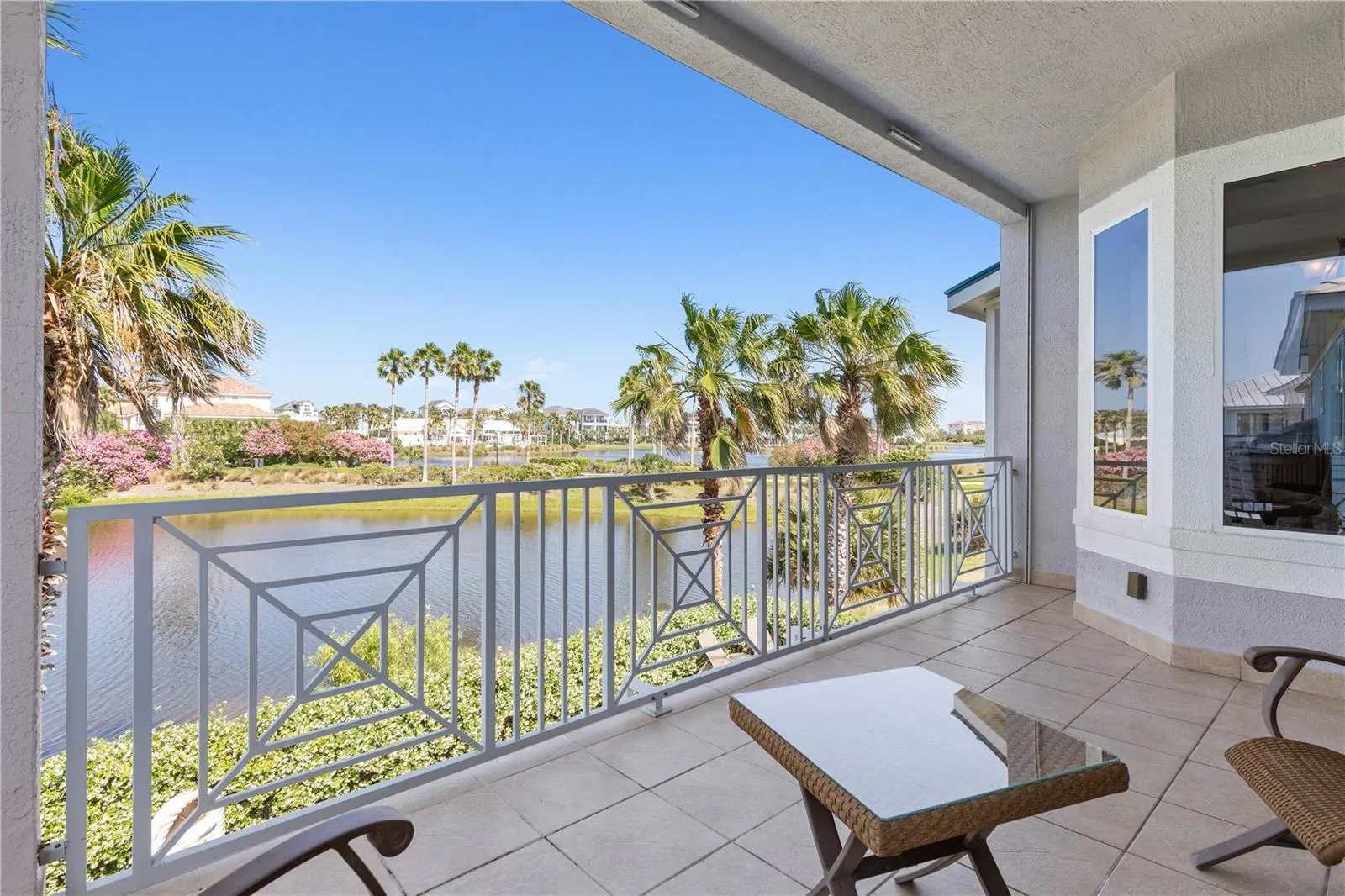 Second floor balcony with lake views