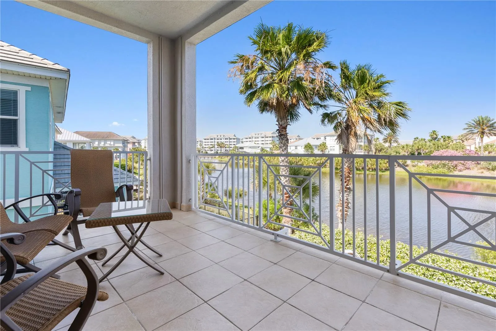 Second floor balcony with lake views