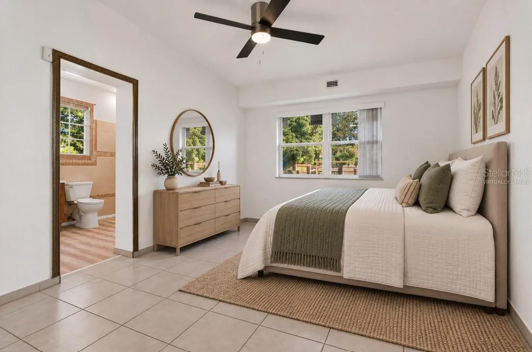 virtually staged primary bedroom