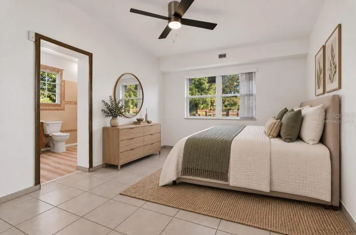 virtually staged primary bedroom