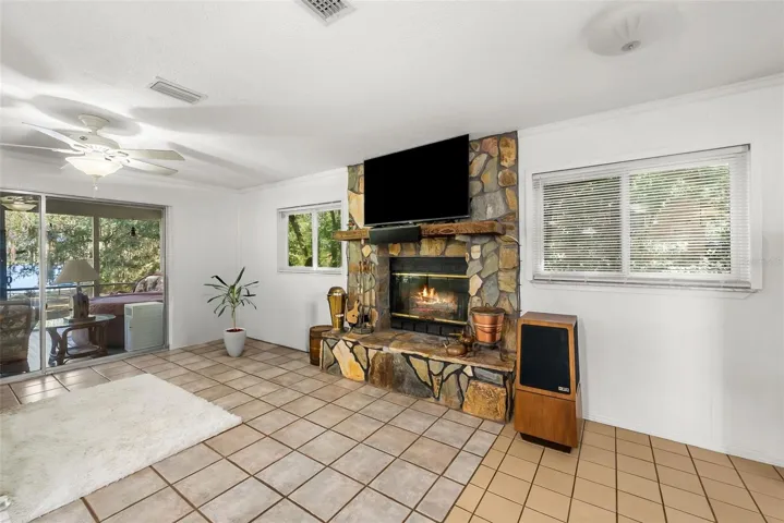 Authentic stone Fireplace