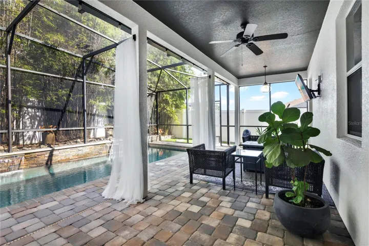 Outdoor seating under covered patio