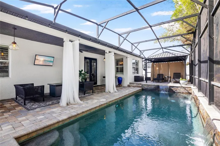 Gorgeous Pebble Tech Pool with Cabana
