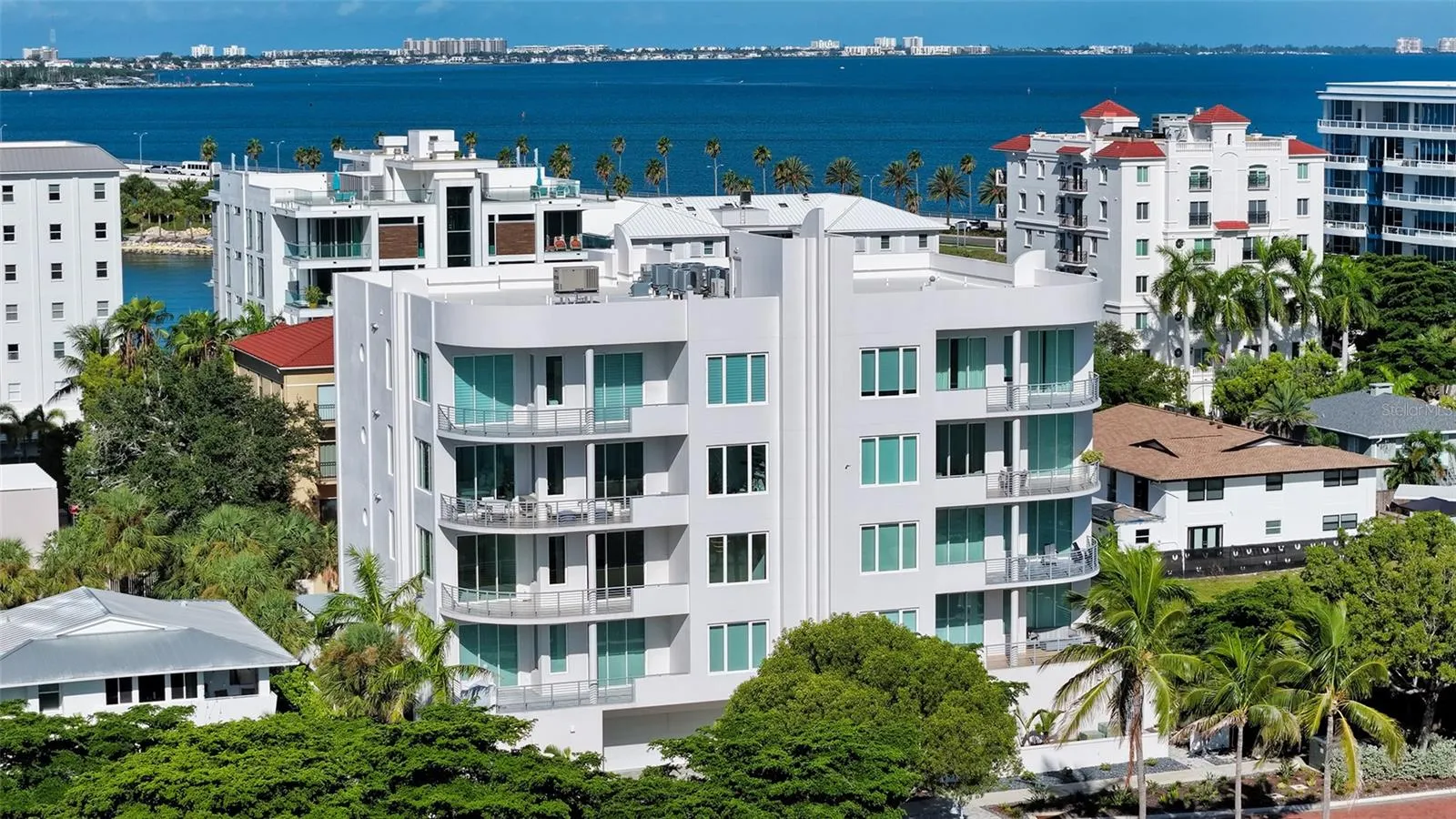 Aerial front shot of The Pearl