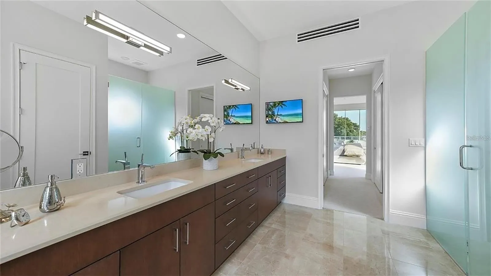 Primary bathroom previously staged