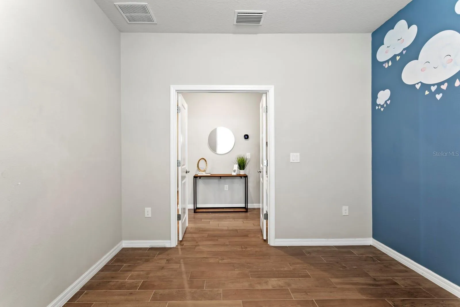 French doors into private home office space