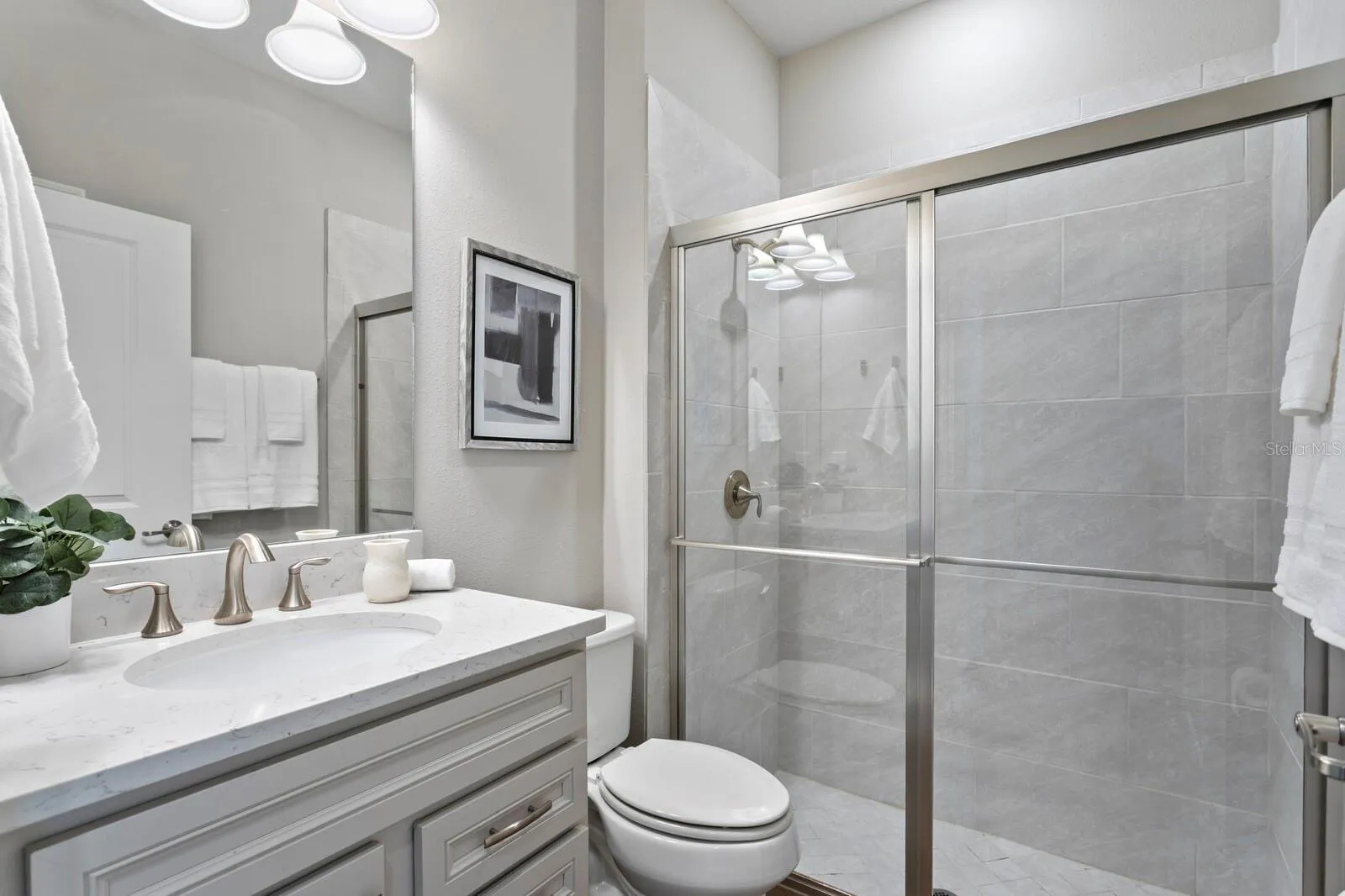 1st floor second full bath with walk-in-shower &amp; quartz counters