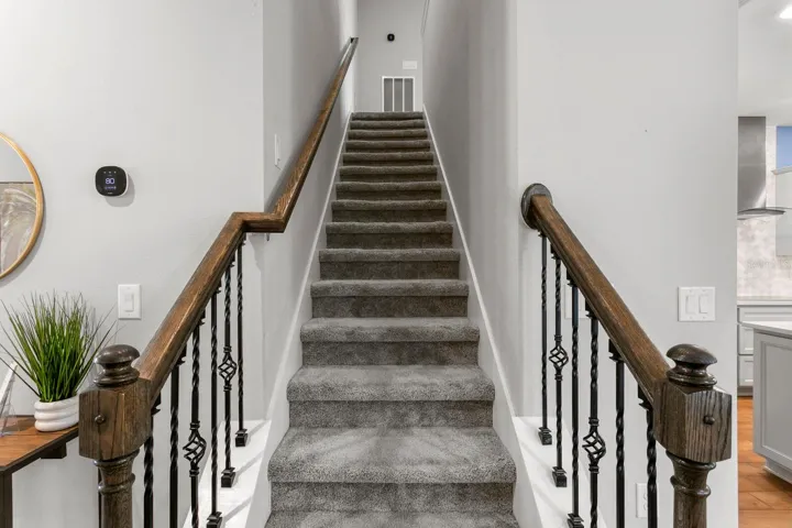 Upgraded stairway leads to 2nd floor bonus room