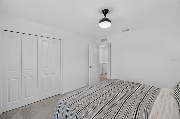 Built in closet and updated light/fan fixture