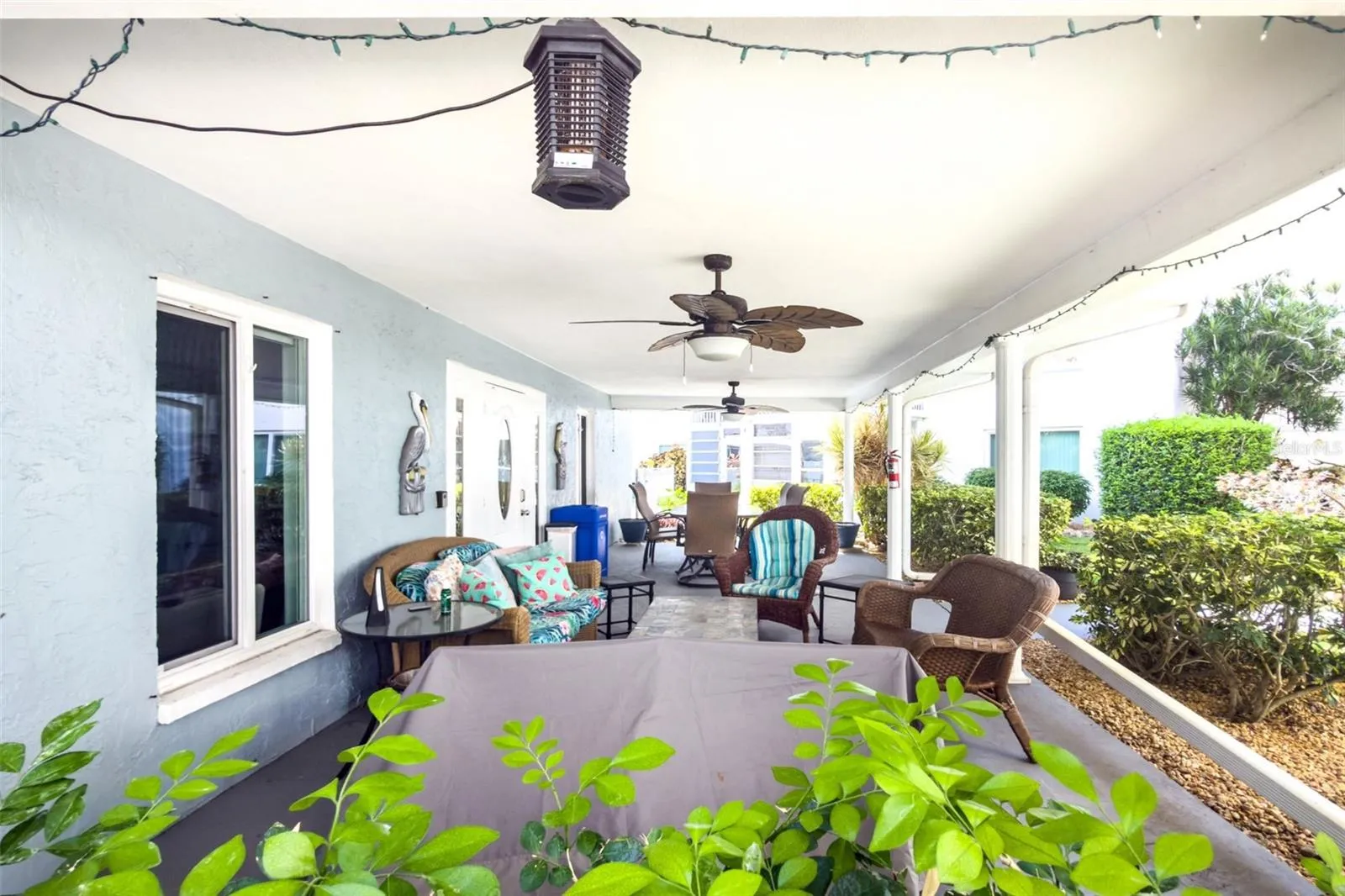 Covered outdoor seating area at community Club House