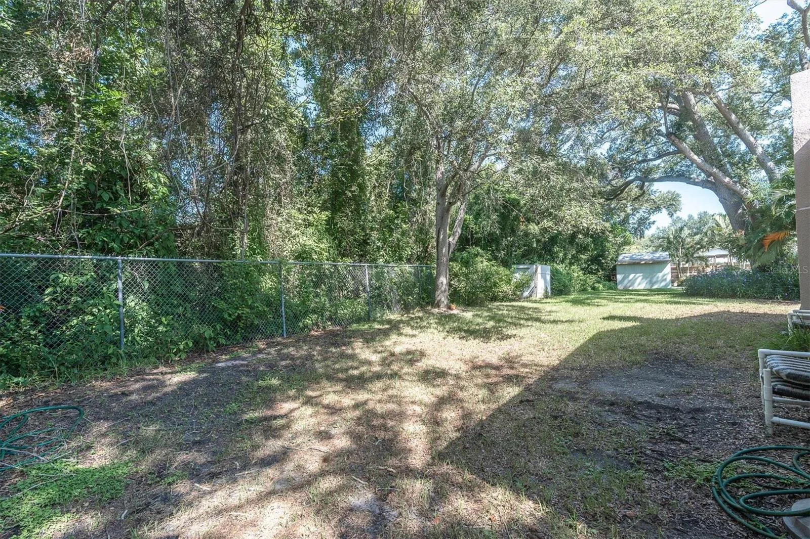 Backyard with side angle of conservation area