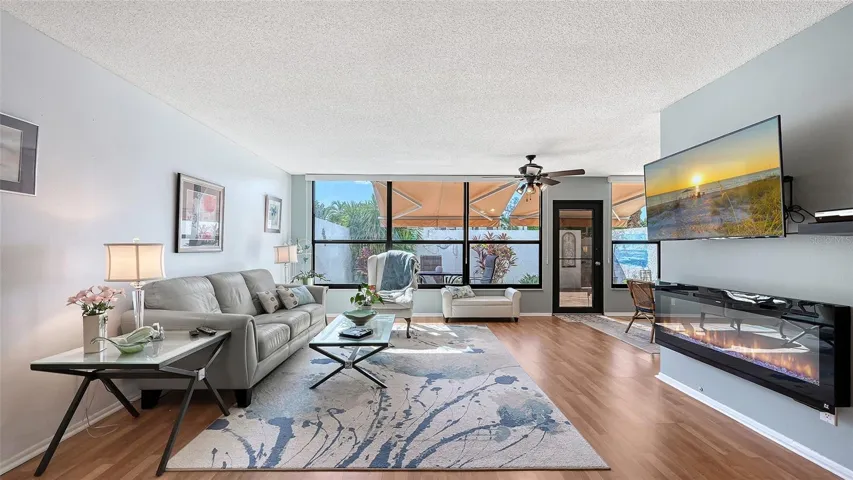 Living room with electric fireplace