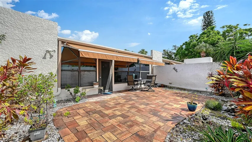 The back of the residences with the retractable shade.