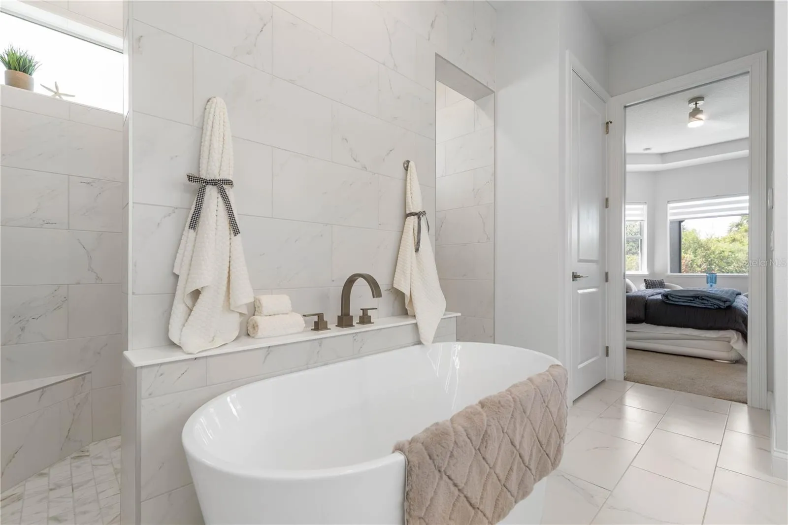 Relax in your freestanding tub