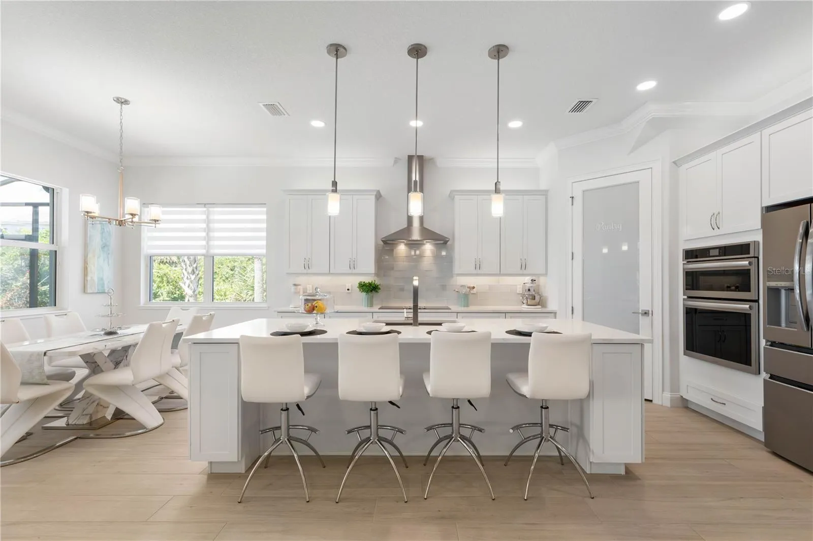 Large kitchen island with additional storage.