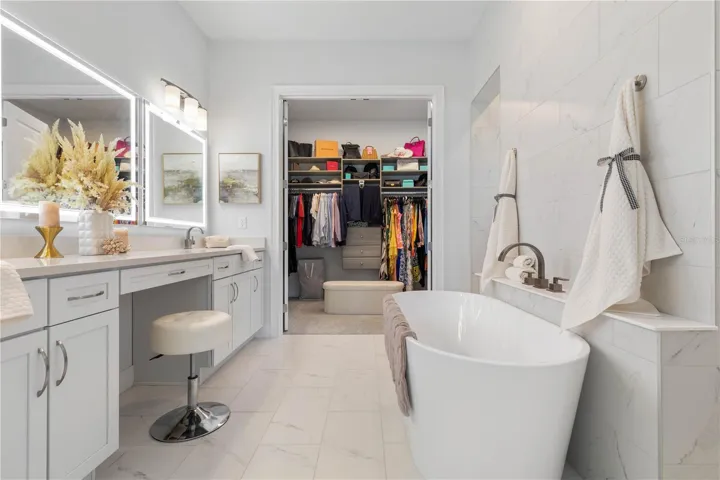 Large vanity with make-up area