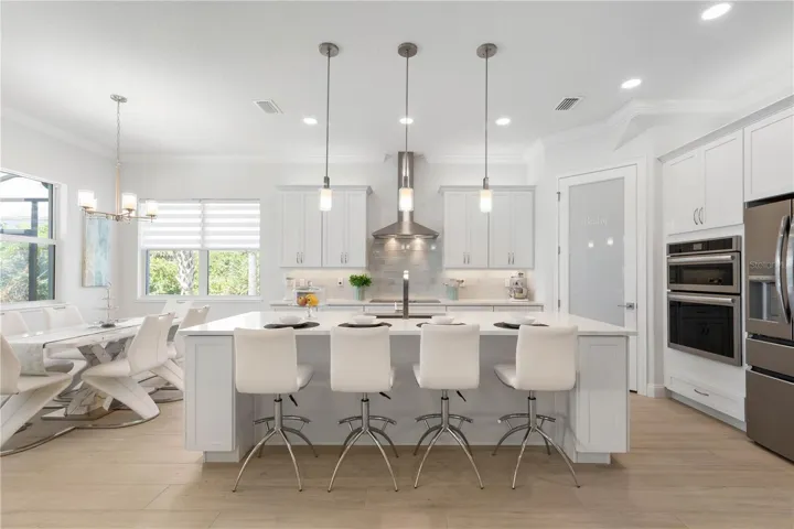 Large kitchen island with additional storage.