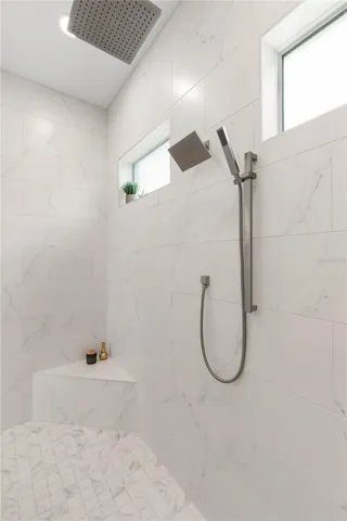 It is spa day, complete with rain shower and handheld sprayer!