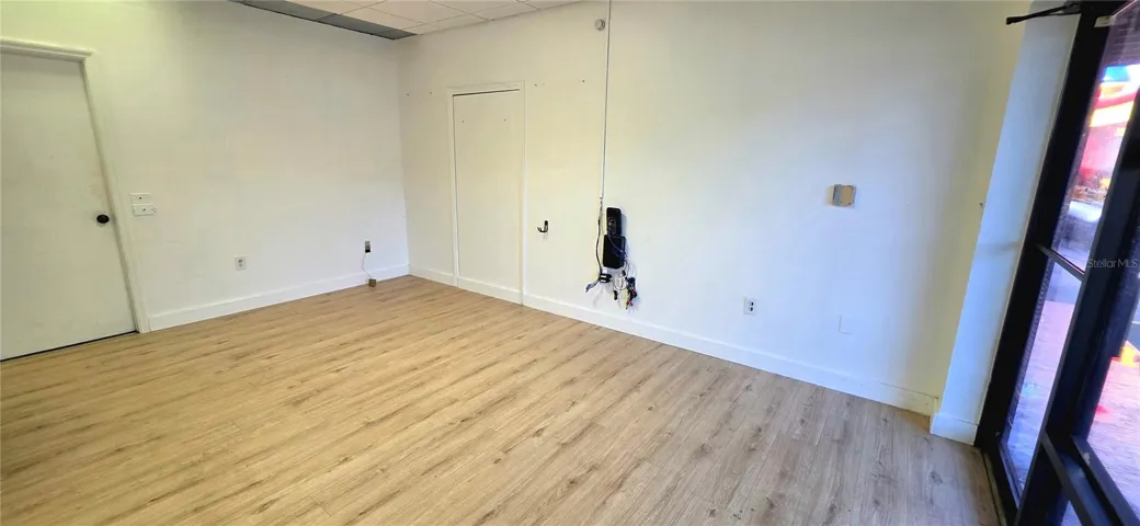 View from front office and the door to the warehouse area