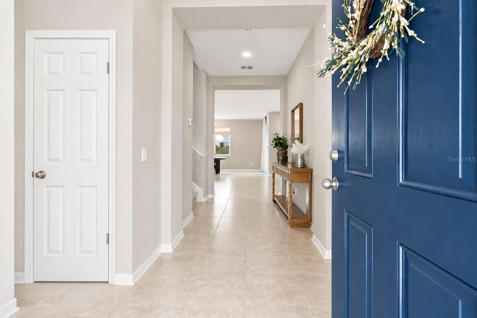 Cobalt blue door welcomes you in.